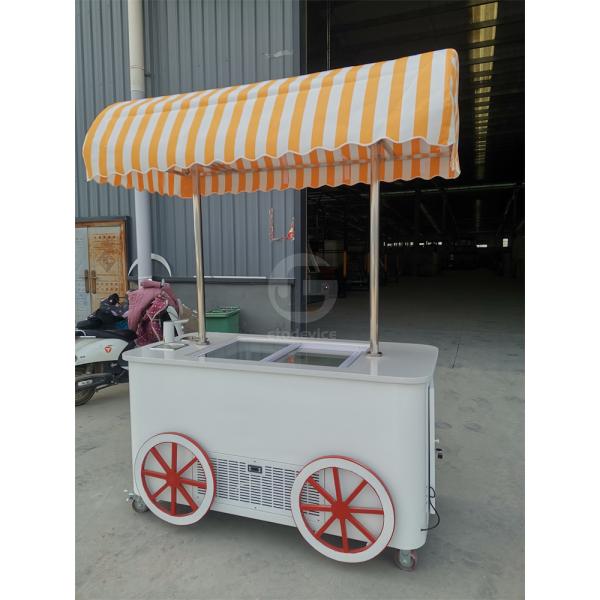 Customized beautiful Gelato Ice Cream Pop Cart Hand Push Mobile Van with umbrella
