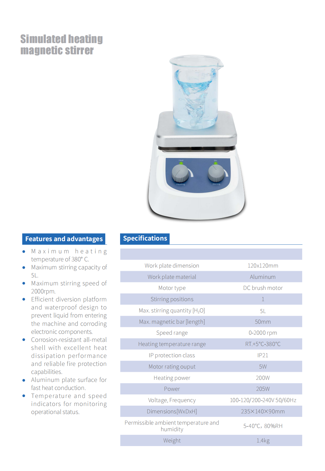 2000 RPM Lab Vortex Mixer 5L Capacity Heating Magnetic Stirrer For Laboratory Use