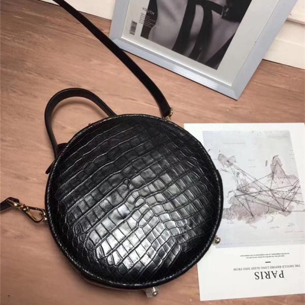 Authentic Crocodile Belly Skin Women Small Circular Purse Genuine Alligator Leather Lady Mini Handbag Cross Shoulder Bag