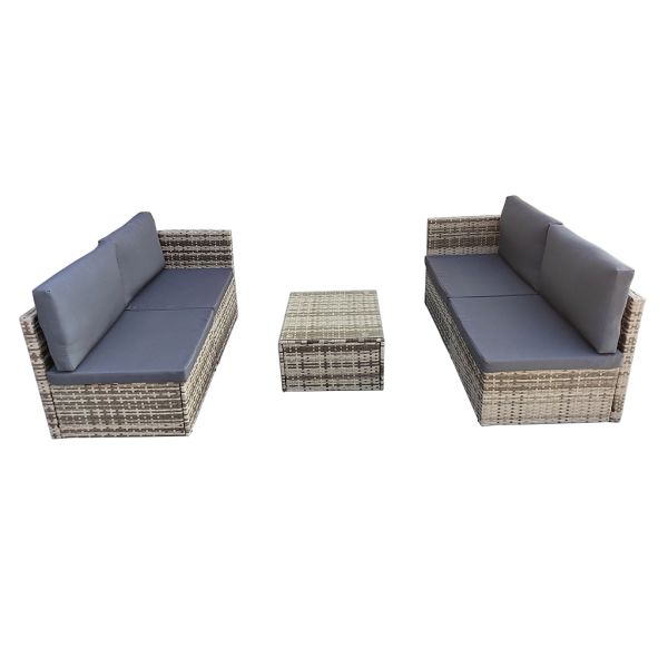 Garden Furniture Outdoor Low Price  5 Pieces Set Steel Frame Rattan Grey Small Size Wicker Furniture