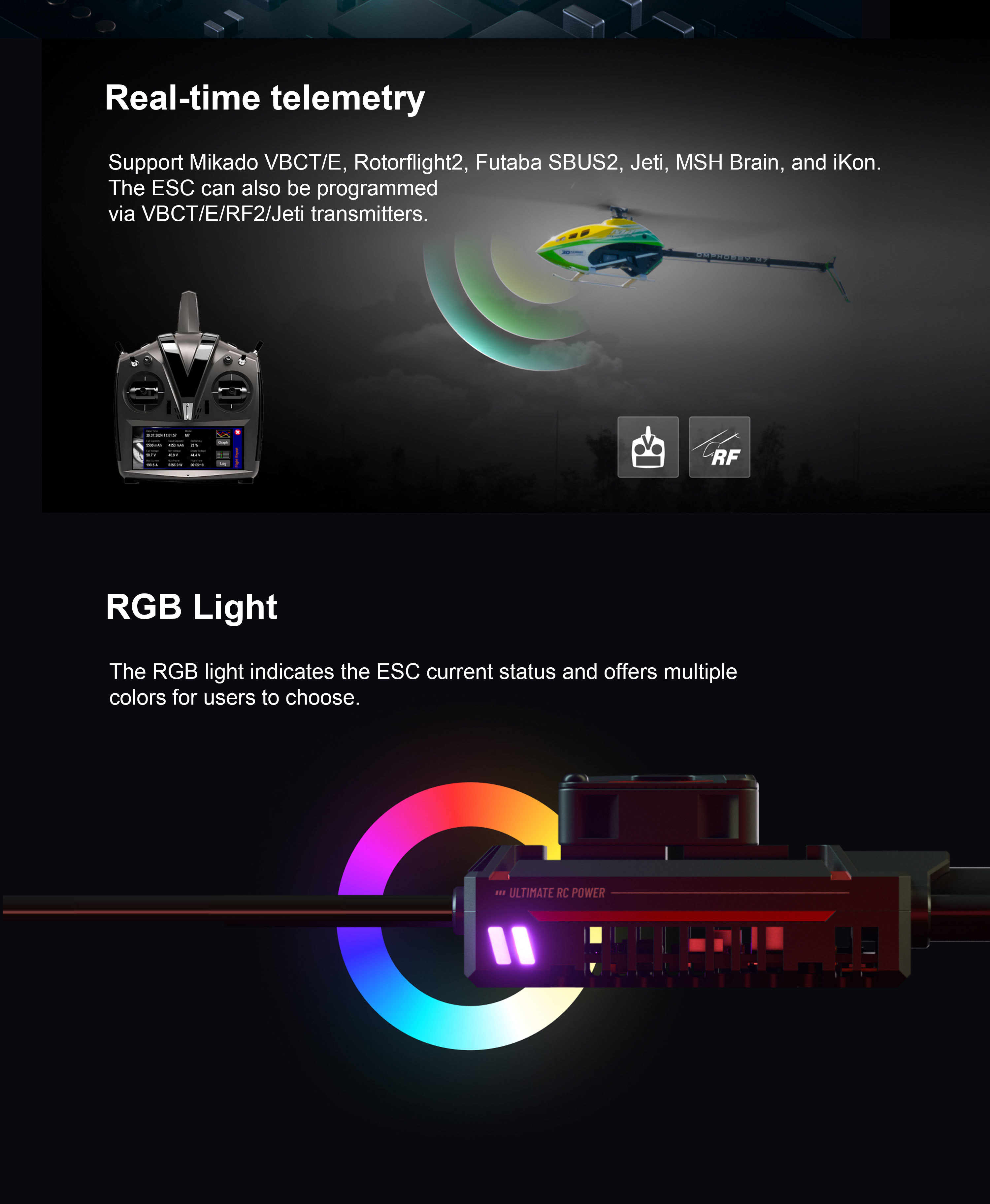XDFly 195A HV SBEC 32 Bit G4 6-14S ESC For 600-700 RC Helicopter