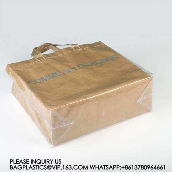 Heavy Duty Sustainable Recyclable Custom Logo Dopont Tyvek PVC Washable Shopping Beach Tote Paper Grocery Bags