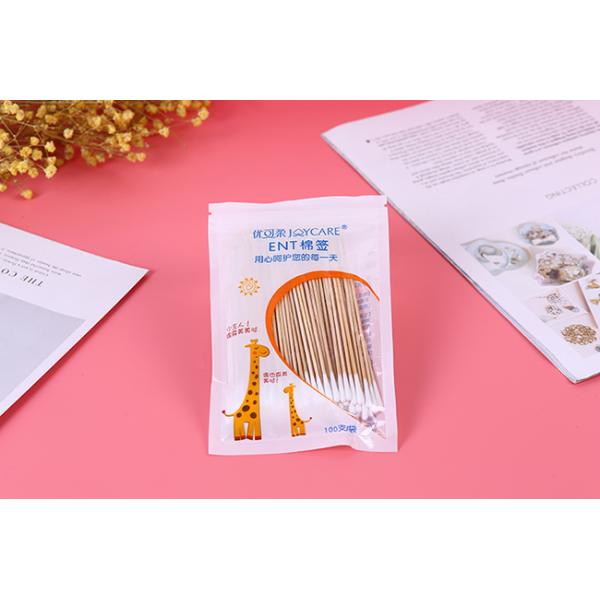 Wooden Stick Cosmetic Cotton Buds No Contaminating Adhesive Coatings