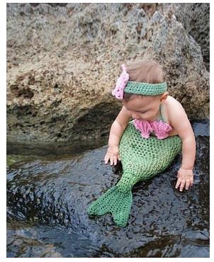 Wholesale - cartoon fish mermaid baby flower headwear Baby Photography Prop Crochet beanie