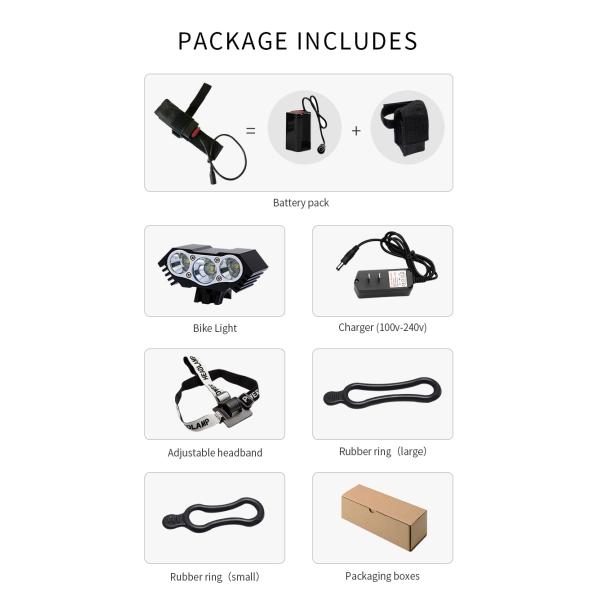 Waterproof Flashing LED Bike Lights X3 USB Charging Off - Road Bicycle Front