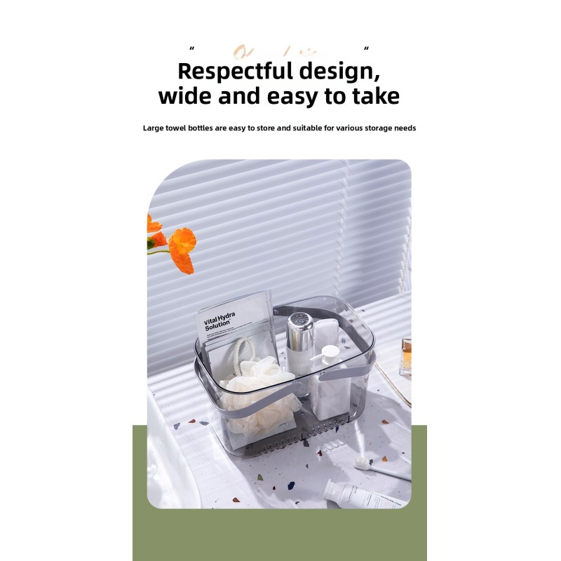 Practical Acrylic Storage Basket with Handle Durable Hollow Bottom Shower Caddy Bathroom Organizer Bin for Toiletries Cosmetics