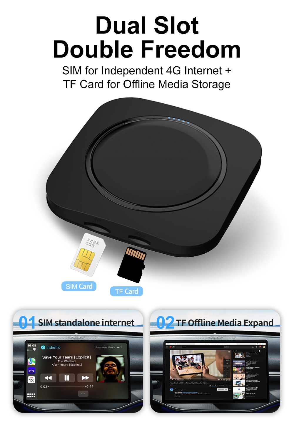AI Android Carplay Android Box With QCOM RAM 8+ ROM 128GB Google Assistant