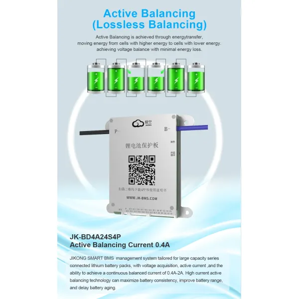 Jikong BMS Smart Active Balancer Bd4a24s4p Jkbms for Lithium Ion LiFePO4 Battery Pack