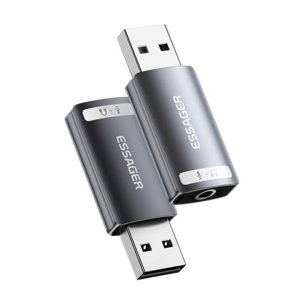 ESSAGER ES-OTG21 USB A To 3.5mm Aux Jack Audio Adapter Support Sound Card