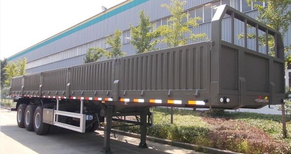 3 Axle Heavy Duty Side Wall / Side Board / Fence / Stake Utility Cargo Truck Semi Trailer With Container Transport