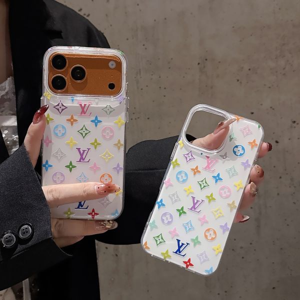 High Transparency Old Flower White Tri-Color Phone Case for iPhone 17 Pro Max