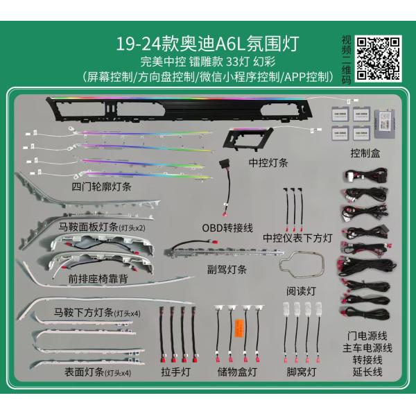 Ambient lights Rainbow symphony dynamic Radium carving+Perfect central control for Audi A6L(2019-2023)