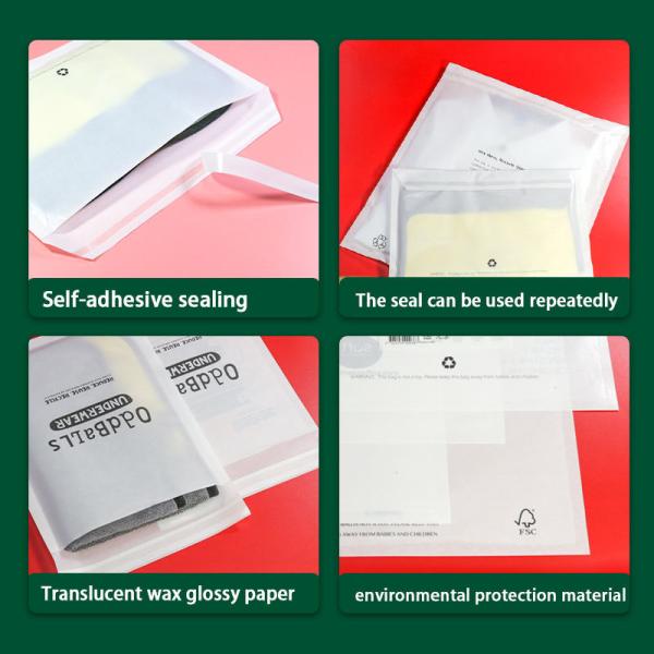 Biodegradable Glassine Paper Bag Eco Friendly Self Seal Glassine Bags Recyclable