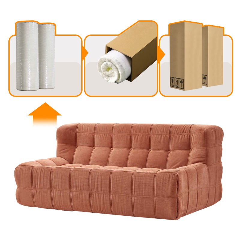 Custom Modern Loveseat Waffle Weave Rectangle Corner Sofa Modular Sponge Sofa Couch Eco-Friendly Sofa Bed Villa Living Room