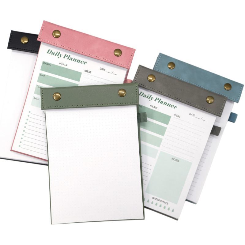 Custom Leather Notebook Daily Planner Refillable Tear Off Pages Printing Journal