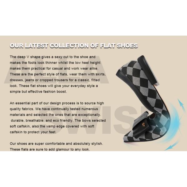 Soft And Lightweight Women Flat Leather Shoes Plaid Pattern for Office