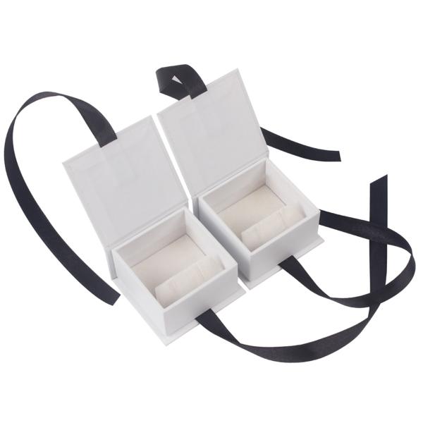 Custom Printed Jewelry Packaging Box With Ribbon / Cardboard Ring Boxes With Logo