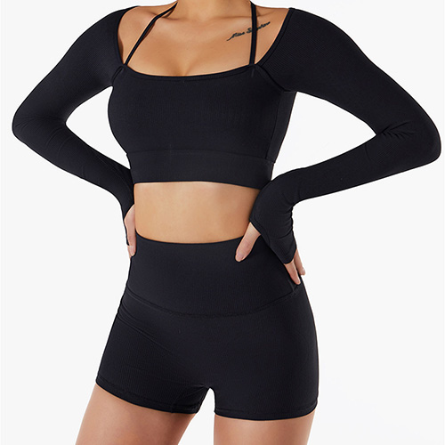 OEM гетры талии женщины 2 частей безшовные высокие с набором йоги длинного урожая рукава верхним