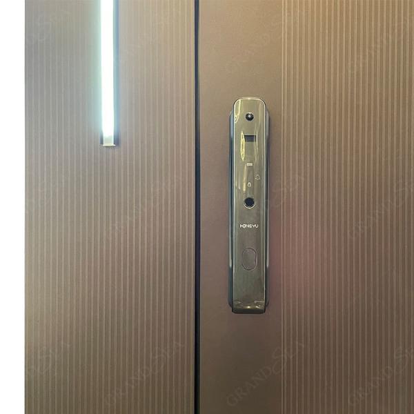 GRANDSEA Stainless Steel Solid Wood Armoured Security Door Exterior Invisible Hidden Steel Front Main Door
