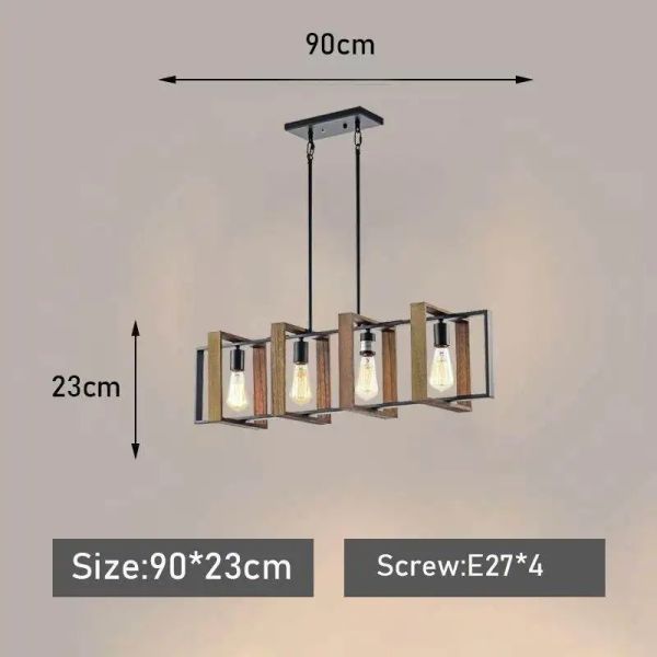 Solid Wood Iron Hanging Lamp Vintage Industrial Style Pendant Light (WH-VP-373)