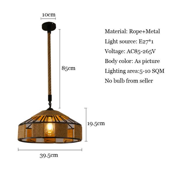 Loft  Rope Chandelier Lighting Industrial Vintage Lamp Clothing Store Restaurant Light(WH-VP-145)