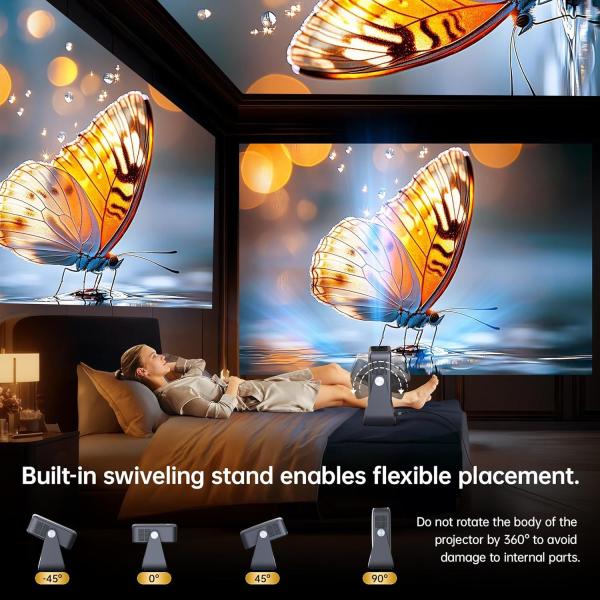 D2 Rotating Flip Freestyle Projector Auto Focus Android Smart Mini Projector Full HD 1080P