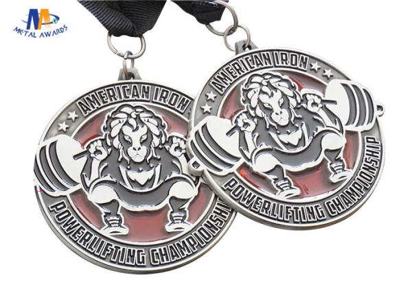 60*3MM Custom Award Medals , Translucent Enamel Conbine Soft Enamel Medals Antique Silver Plating