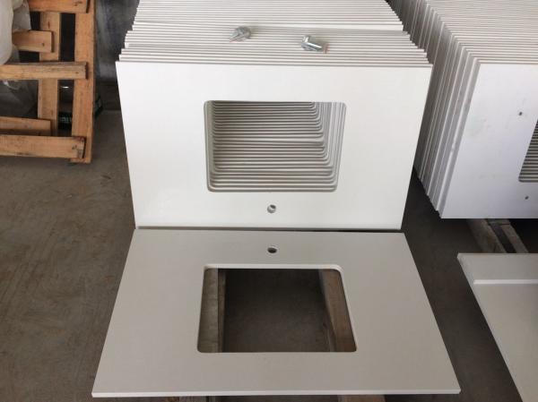 Durable Prefabricated Vanity Countertops , Absolute White Natural Quartz Vanity Top