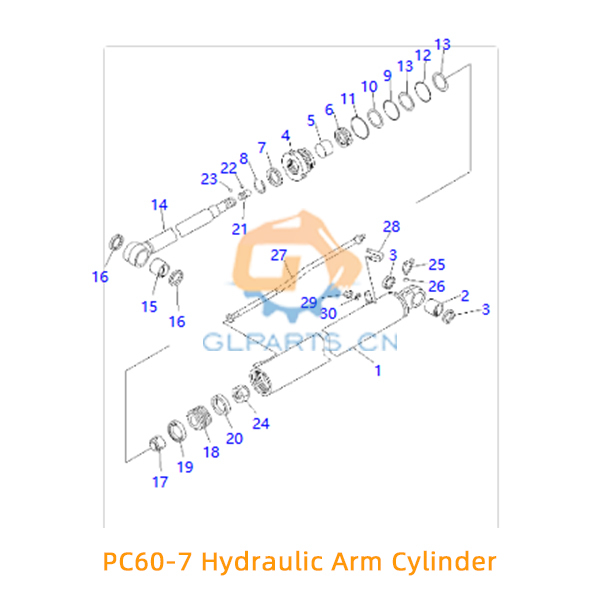 PC60-7 Cylindre à bras hydraulique 707-00-XA050 201-63-X2511 201-63-X2313 201-63-X2312