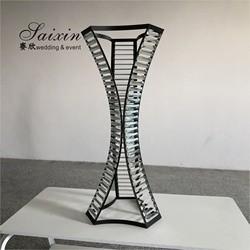 ZT-538 Saixin Flower Metal Stand com Cristal de contas Vaso Para a Decoração de Mesa de Casamento