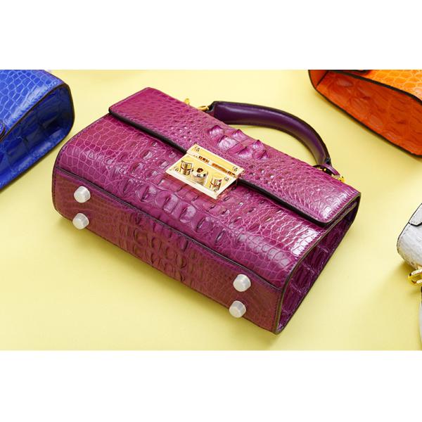 Genuine Alligator Skin Key Lock Closure Lady Small Handbag Authentic Crocodile Leather Women Flap Purse Shoulder Bag