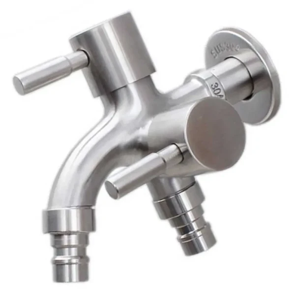 304 Stainless Steel Double Tap for Washing Machine in Bathroom G1/2 Multifunctional