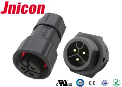 IP68 3 Pin Wire To Board 20A Waterproof Connectors Black Color For LED Display