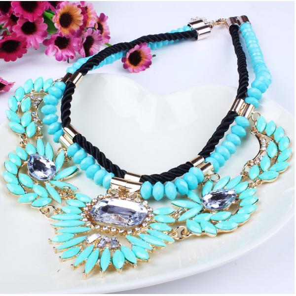 European and American big fashion temperament exotic beads double chain necklace clavicle