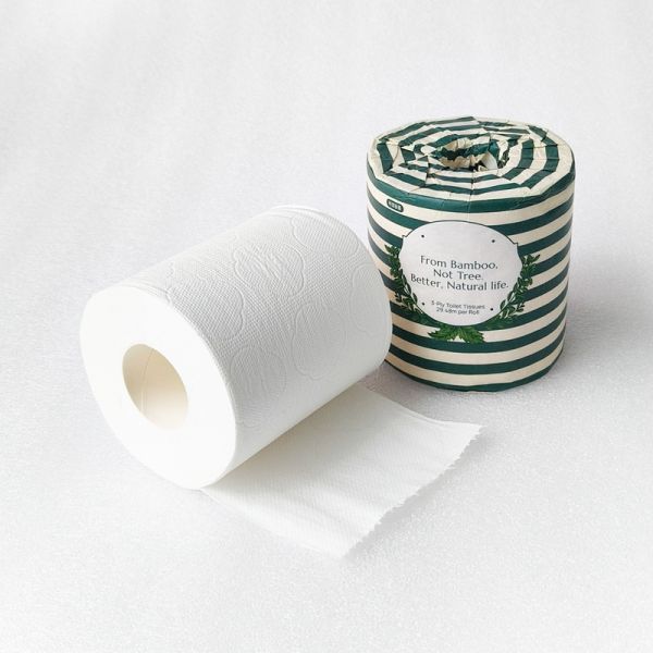 Custom 3-Ply Biodegradable Bamboo Toilet Paper Roll Soft Virgin Pulp Bathroom Tissue with Bamboo Towel Made-to-Order