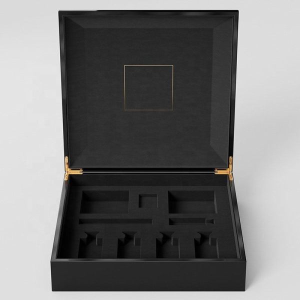 Luxury Black Piano Lacquer Wooden Perfume Box Custom Logo 50ml 100ml Wholesale