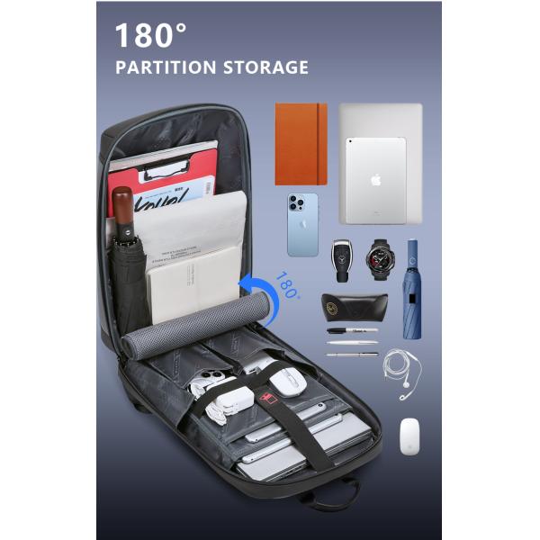 Полиэстер черный противоугонный водонепроницаемый рюкзак для ноутбука 20 литров