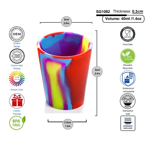 Silipint Silicone Shot Glasses 1.5Oz Unbreakable Reusable Silicone Cups