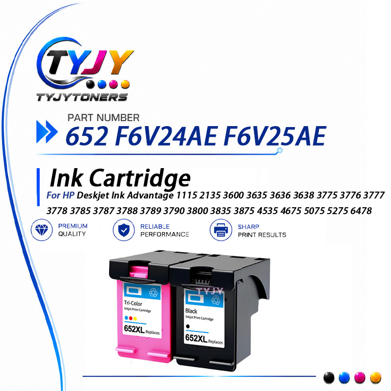 652 Ink Cartridge F6V24AE F6V25AE for HP 1115 2135 3600 3775 3835 4675 5275 6478