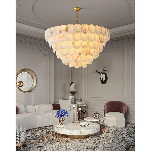 Marble Brass Chandelier Alabaster Chandeliers Lights for Living Room Bedroom Chandelier Luxury