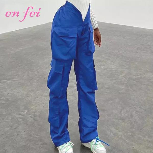 High Waist Loose Wide Leg Solid Color Multi Pocket Custom V Cut Casual Long Street Wear Trousers Women's Cargo Pants