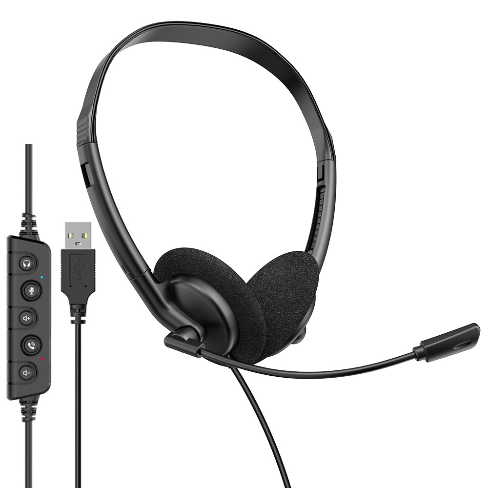 Lightweight wired telephone headset with ENC noise‑cancelling flexible boom microphone. Supports USB, Type‑C & 3.5mm jack, perfect for call centers, remote work, online meetings and classes，OEM & ODM