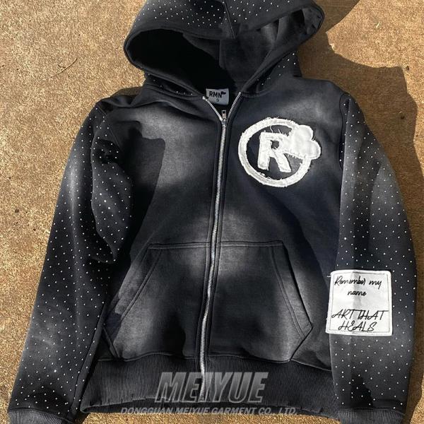 Embroidered Screen Print Oversized Street Wear Tracksuits Vintage Acid Wash Tracksuit