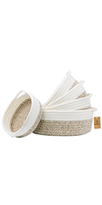 storage Basket Decorative Rope Basket Wooden Bead Decoration For Blankets,Toys,Clothes,Shoes,Plant Organizer Bin