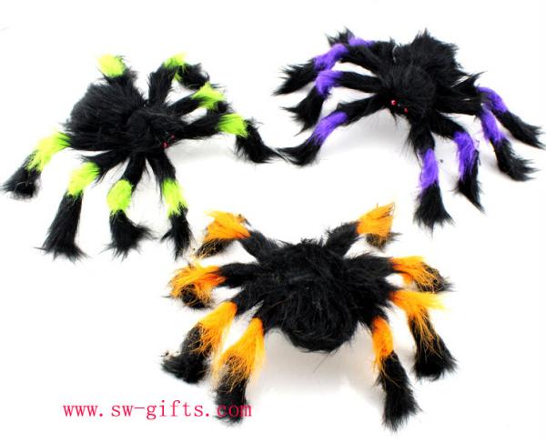 Halloween Supplies Props Decoration Black Flower Plush Spider Plastic Spider