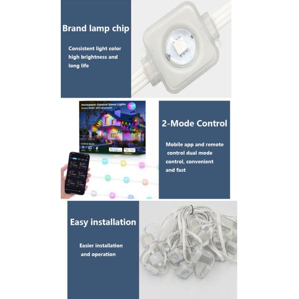 Addressable Rgb IC Colorful IP67 Led Eave Light 24v Smart Wifi Outdoor Decorative Light