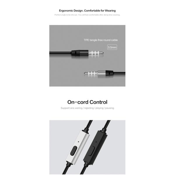 One Cord Control 6u Metal Wired Earphones 16Ω Compatible With IPhone