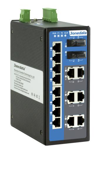 16-port 48VDC Din Rail Mount Ethernet Switch With Rugged High Strength Metal Case