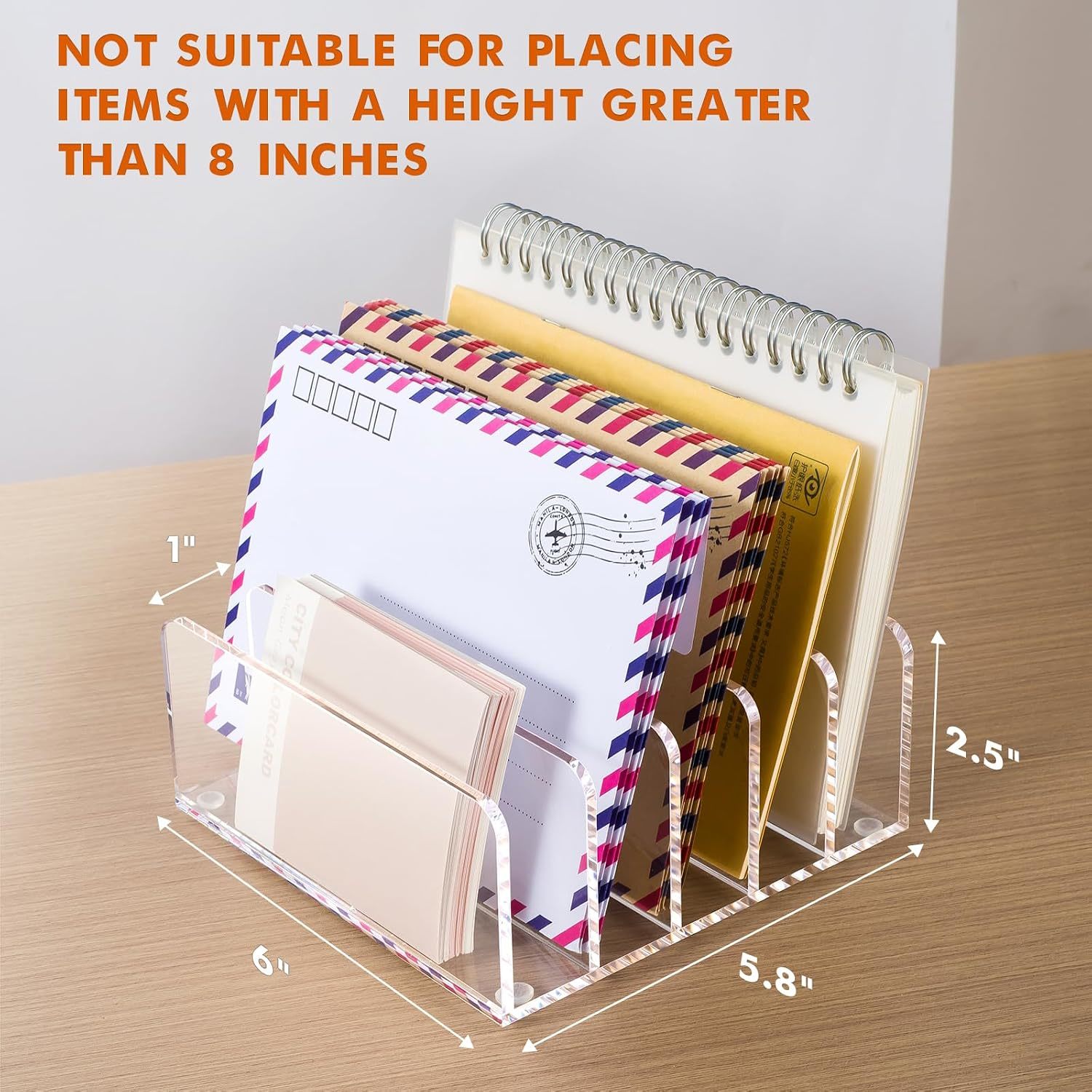 Tabletop Mount 5 Compartments Custom Acrylic Holders Multifunction Desk Organizer