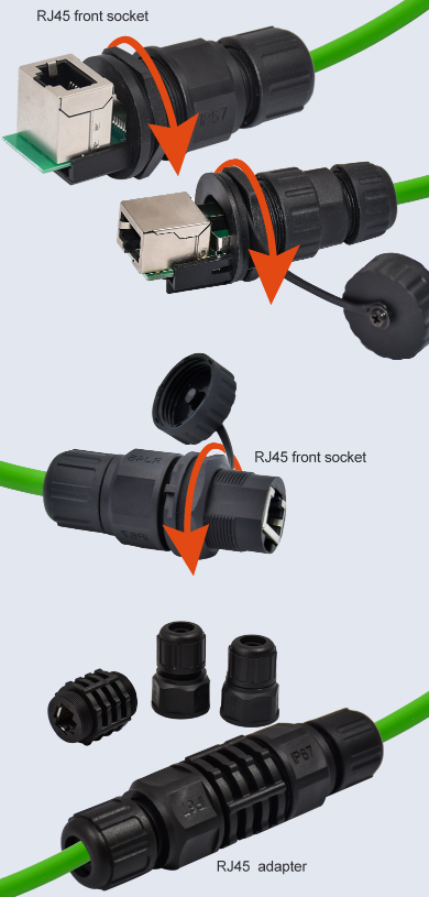Прямой/прямоугольный стандарт соединителя CAT5E CAT6A 2 IP67 RJ45